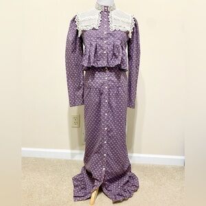 Gunne Sax Purple Lace-Trim Skirt Set